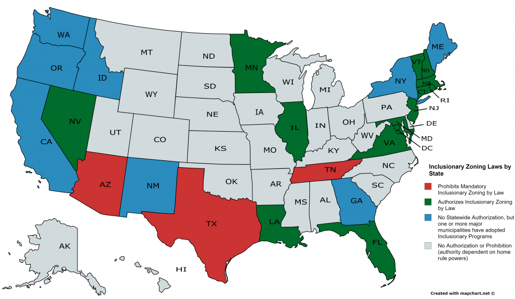 Inclusionary Zoning Laws By State   Inclusionary Housing